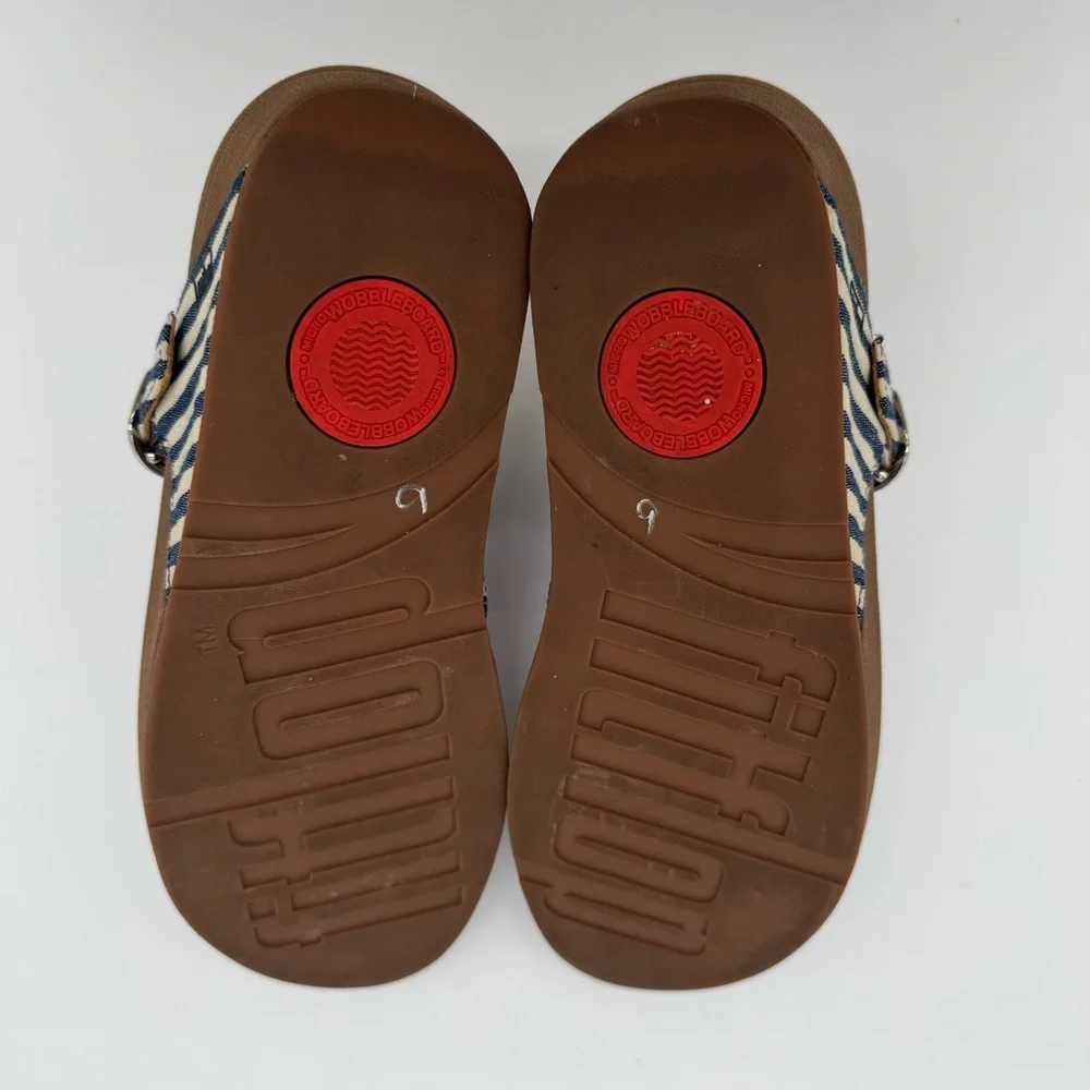 FitFlop Nautical Blue White Toe Post Thong Sandal Size 9